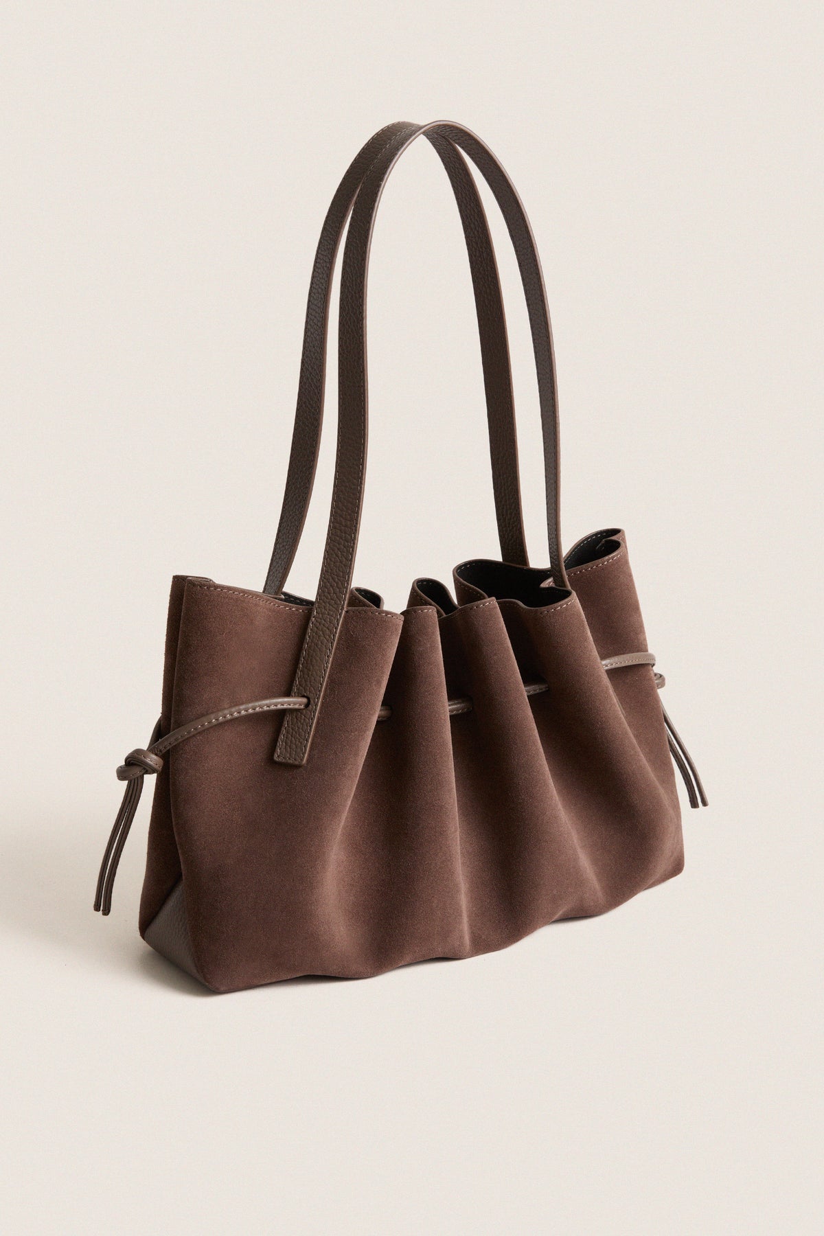 Nutmeg Suede Scallop Shoulder Bag