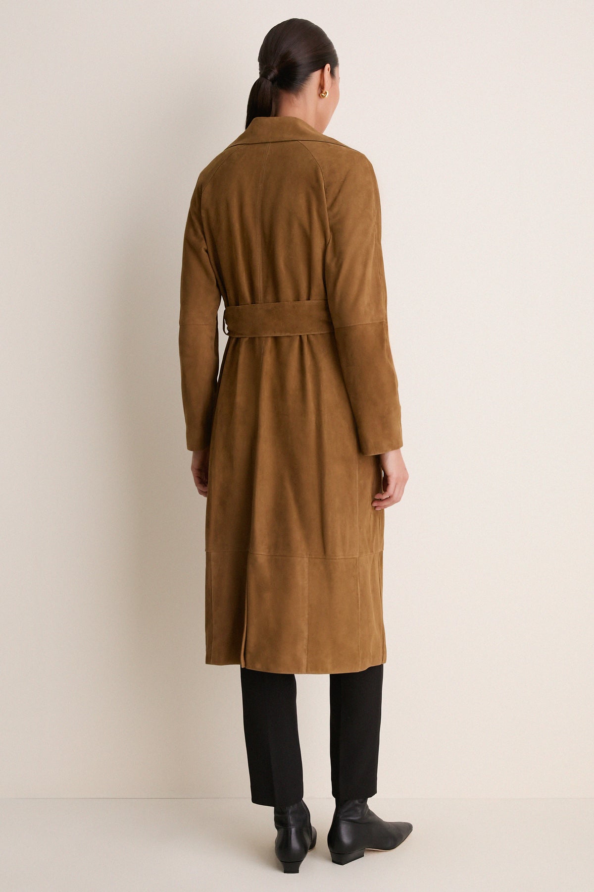 Dark Olive Yava Lamb Suede Coat