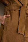 Dark Olive Yava Lamb Suede Coat