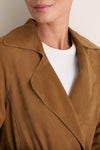 Dark Olive Yava Lamb Suede Coat