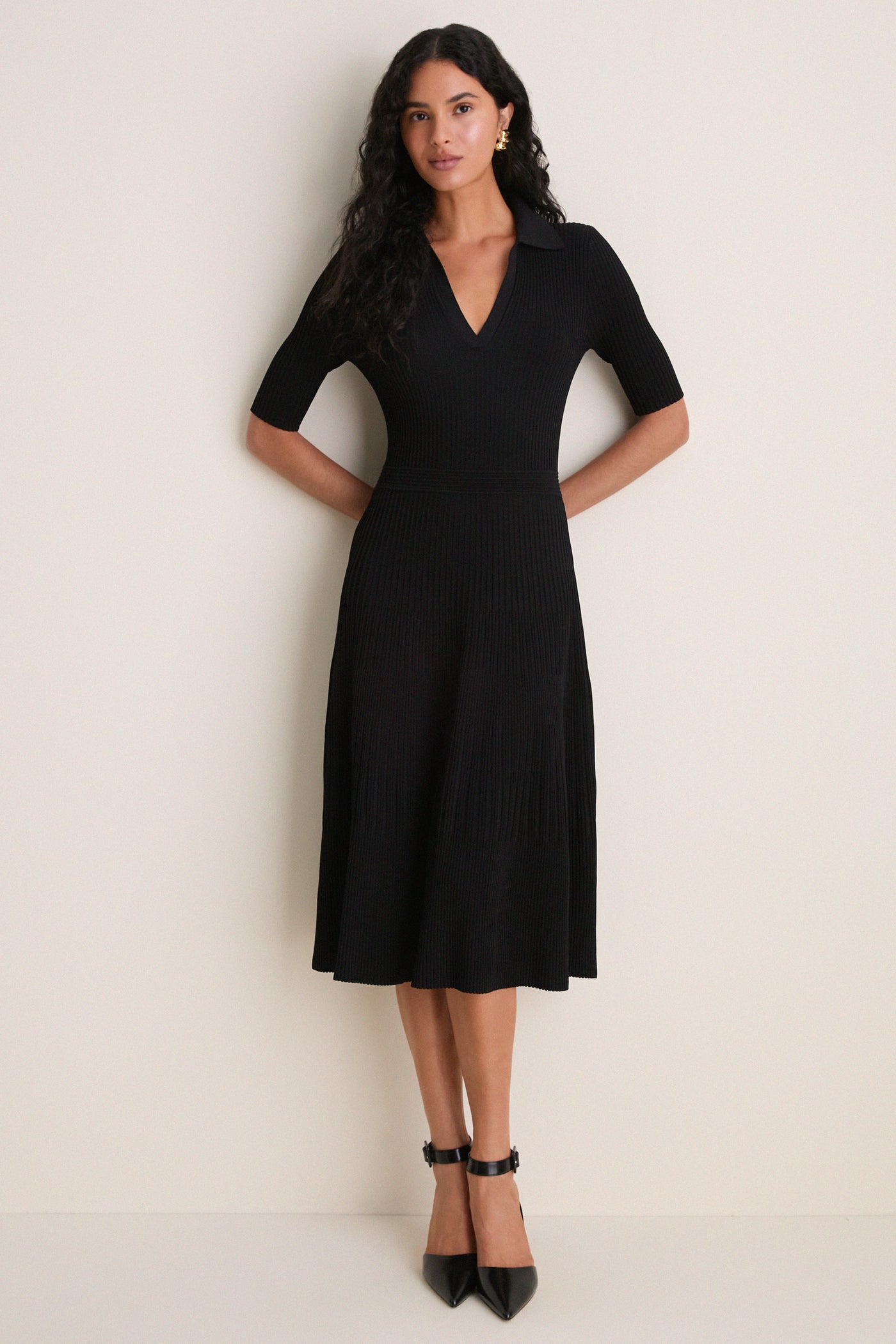 Black Pati Polo Midi Dress