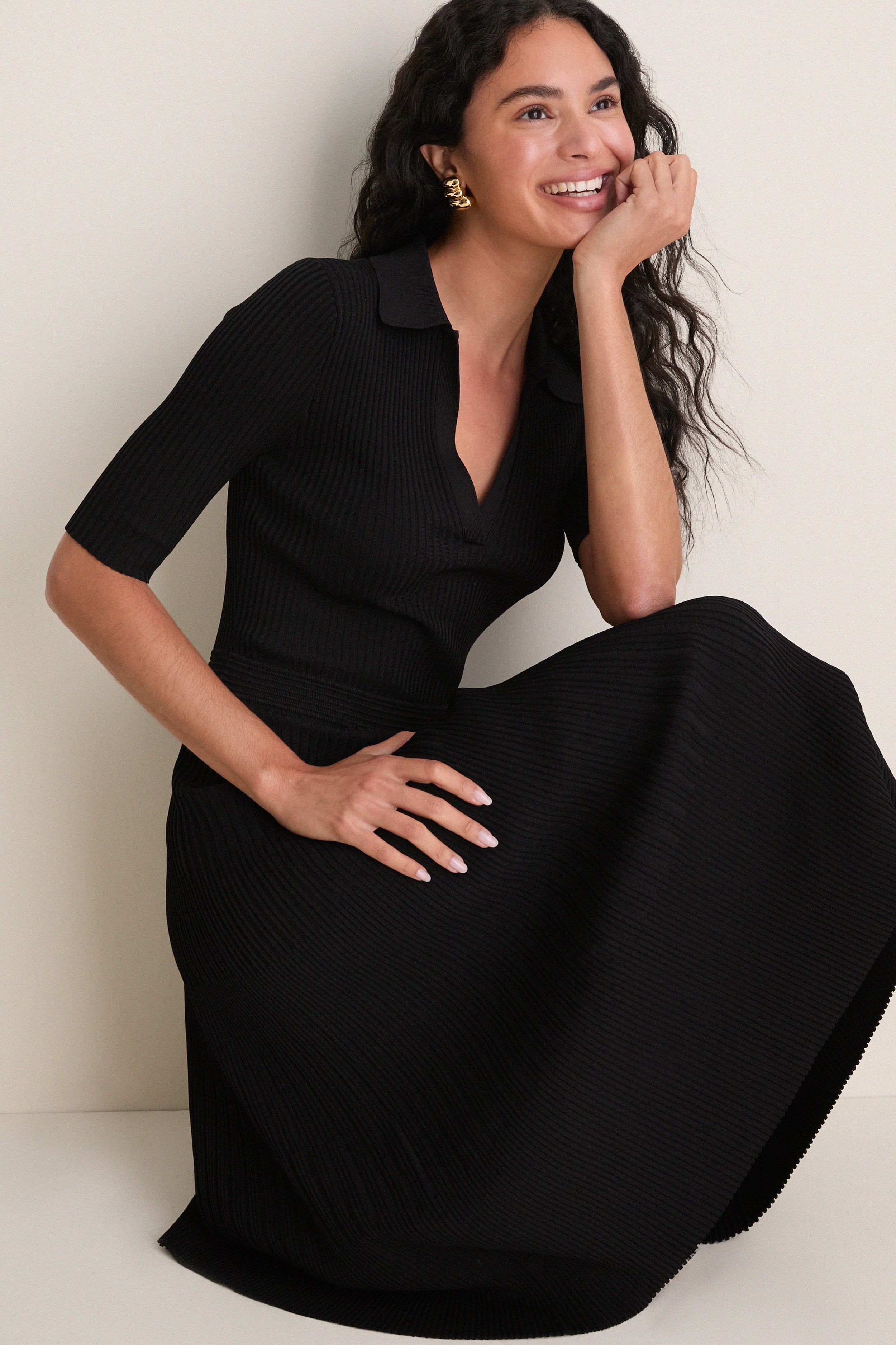 Black Pati Polo Midi Dress