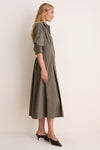 Dark Olive Jazz Pintuck Midi Dress