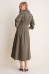 Dark Olive Jazz Pintuck Midi Dress