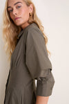 Dark Olive Jazz Pintuck Midi Dress