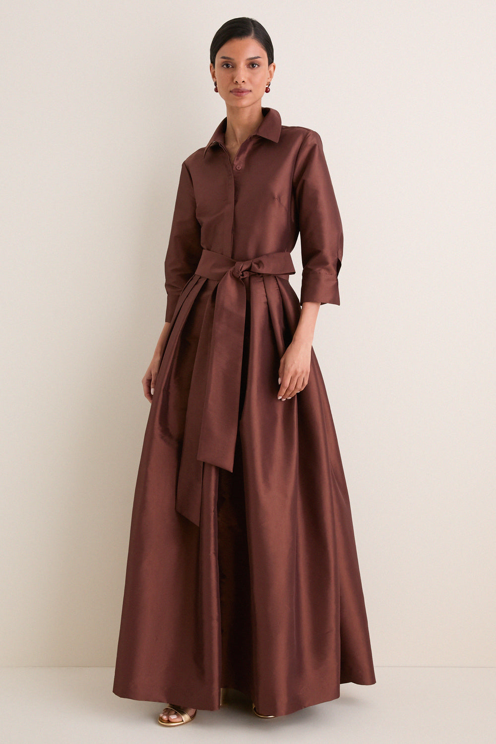 Exclusive Cognac Julip Belted Gown