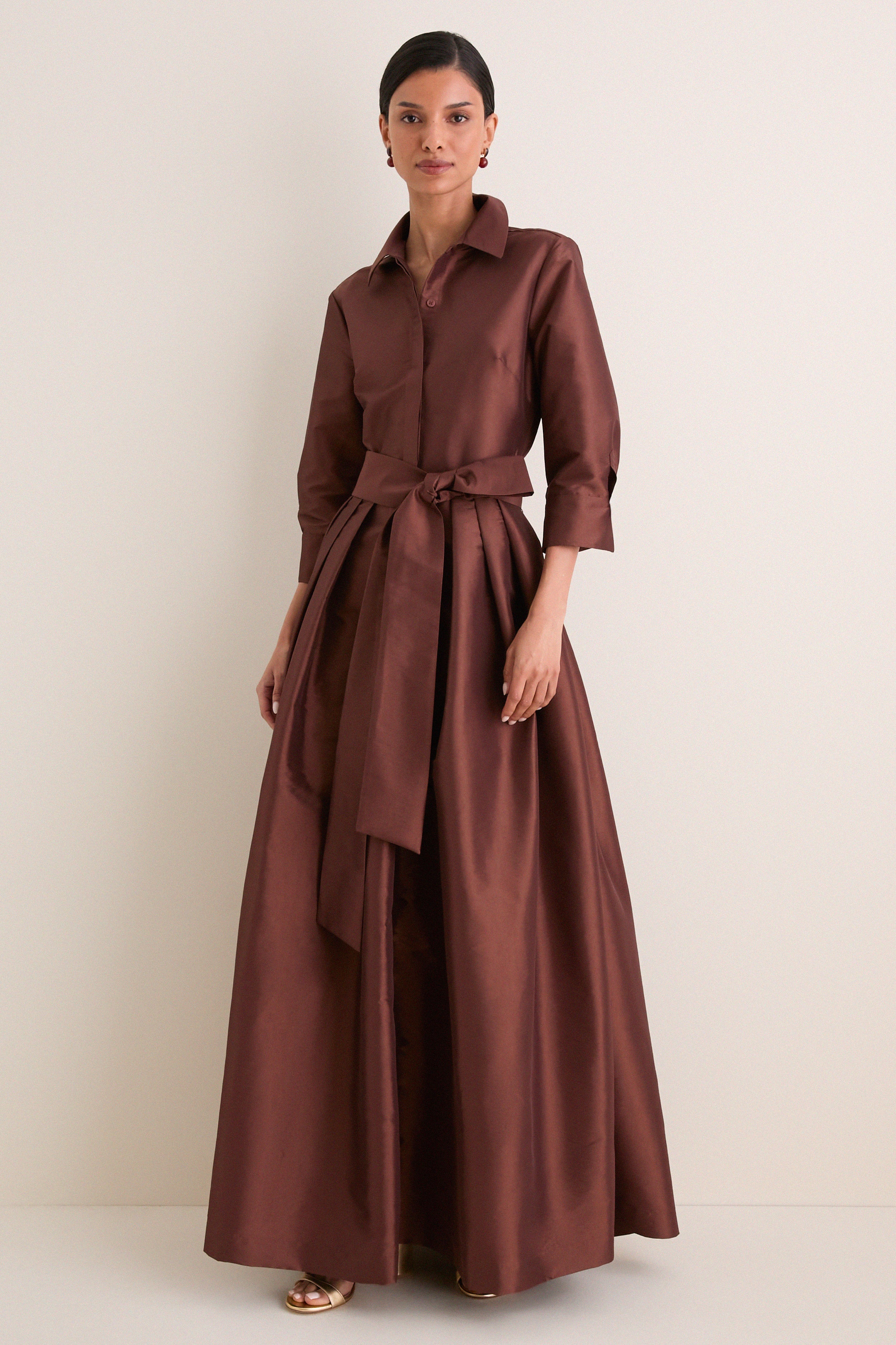 Exclusive Cognac Julip Belted Gown