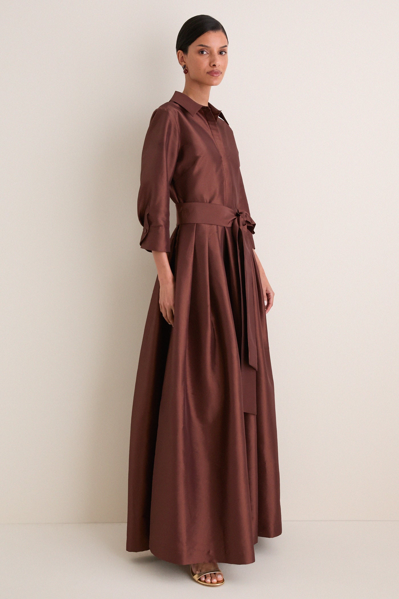 Exclusive Cognac Julip Belted Gown