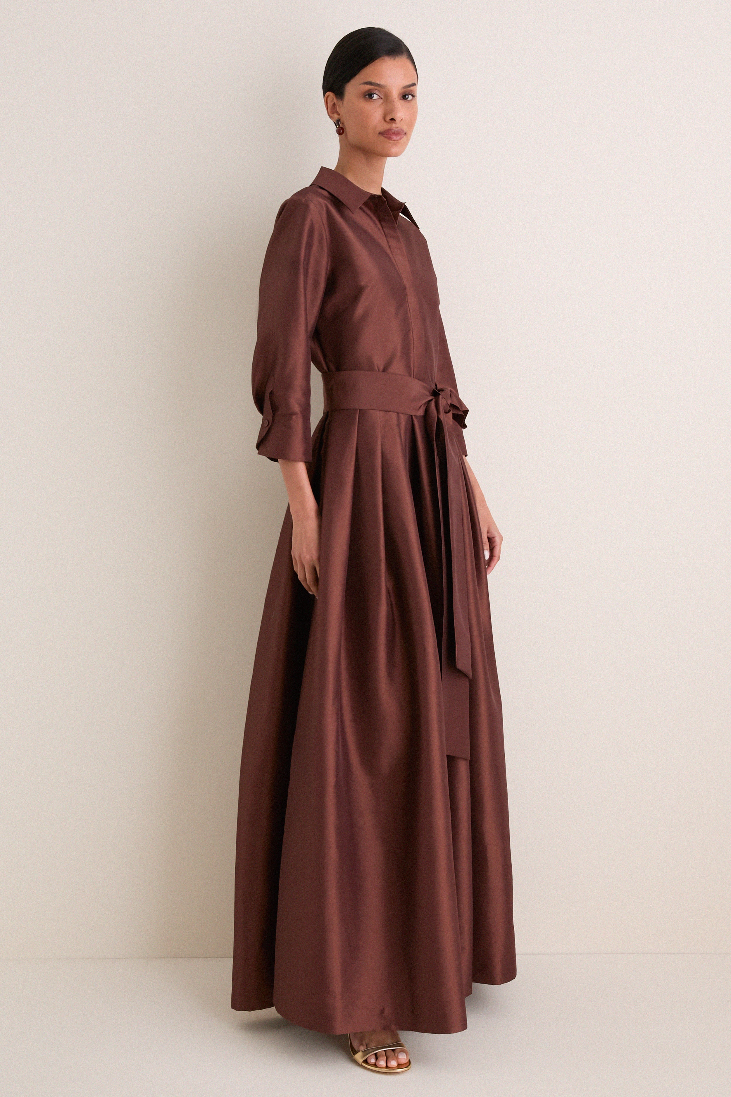 Exclusive Cognac Julip Belted Gown