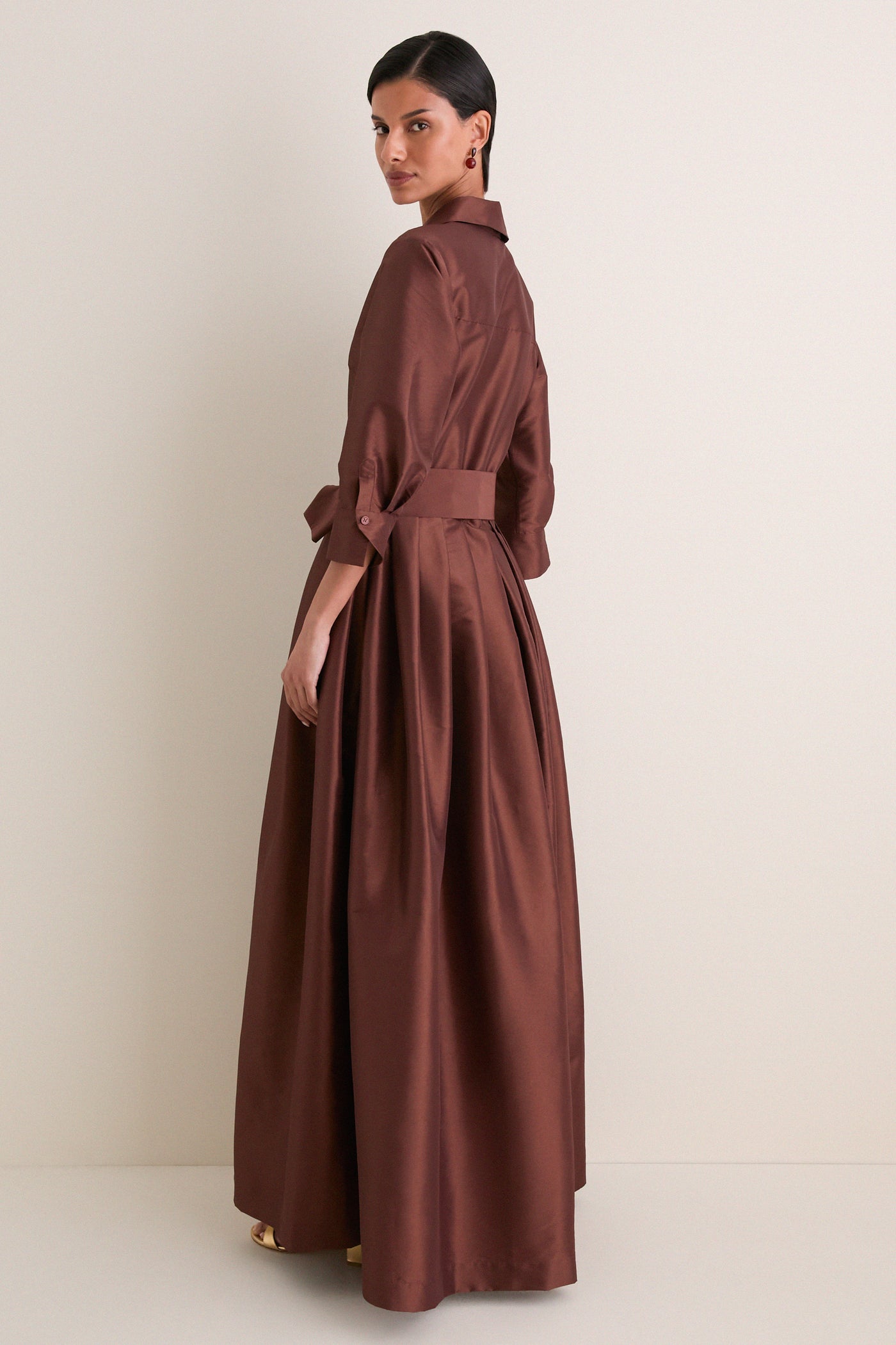 Exclusive Cognac Julip Belted Gown