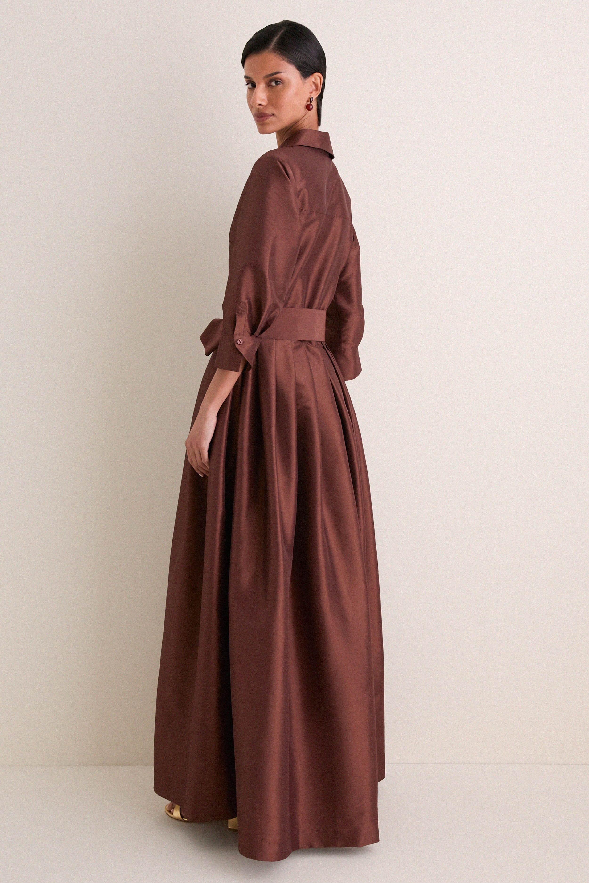 Exclusive Cognac Julip Belted Gown