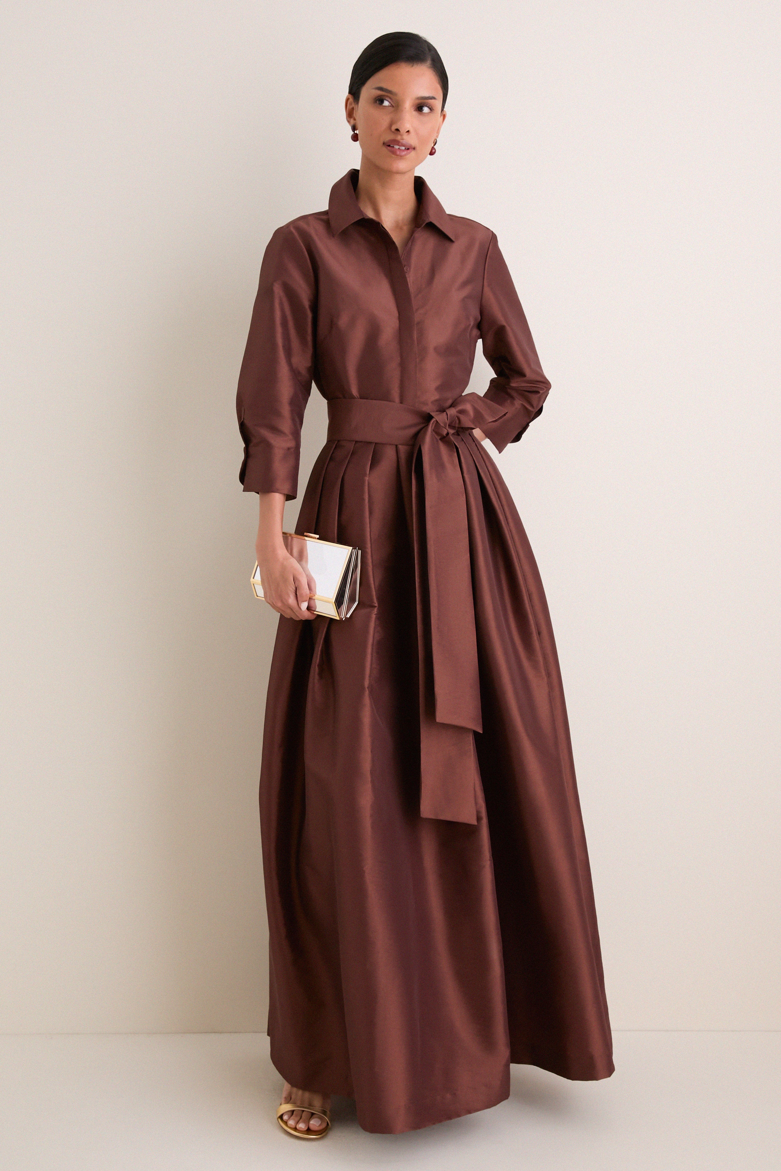 Exclusive Cognac Julip Belted Gown