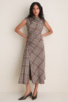 Otter Plaid Burke Draped Midi Dress