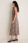 Otter Plaid Burke Draped Midi Dress