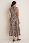 Otter Plaid Burke Draped Midi Dress