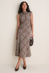 Otter Plaid Burke Draped Midi Dress