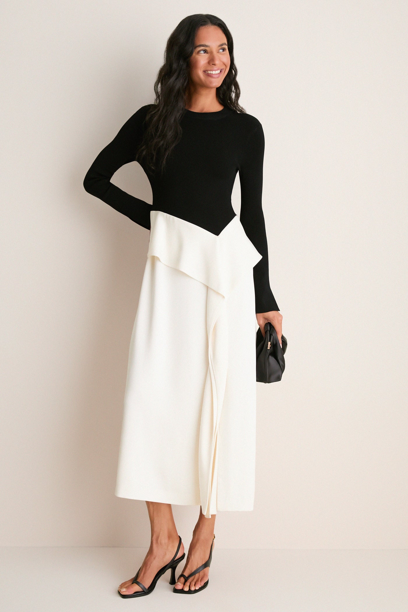 Black Multi Ornella Midi Dress