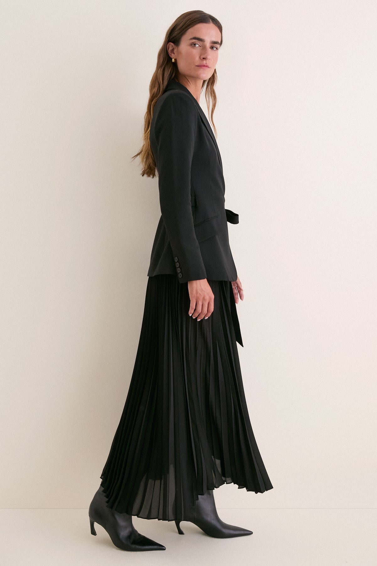Balck Ambretta Combo Blazer Midi Dress