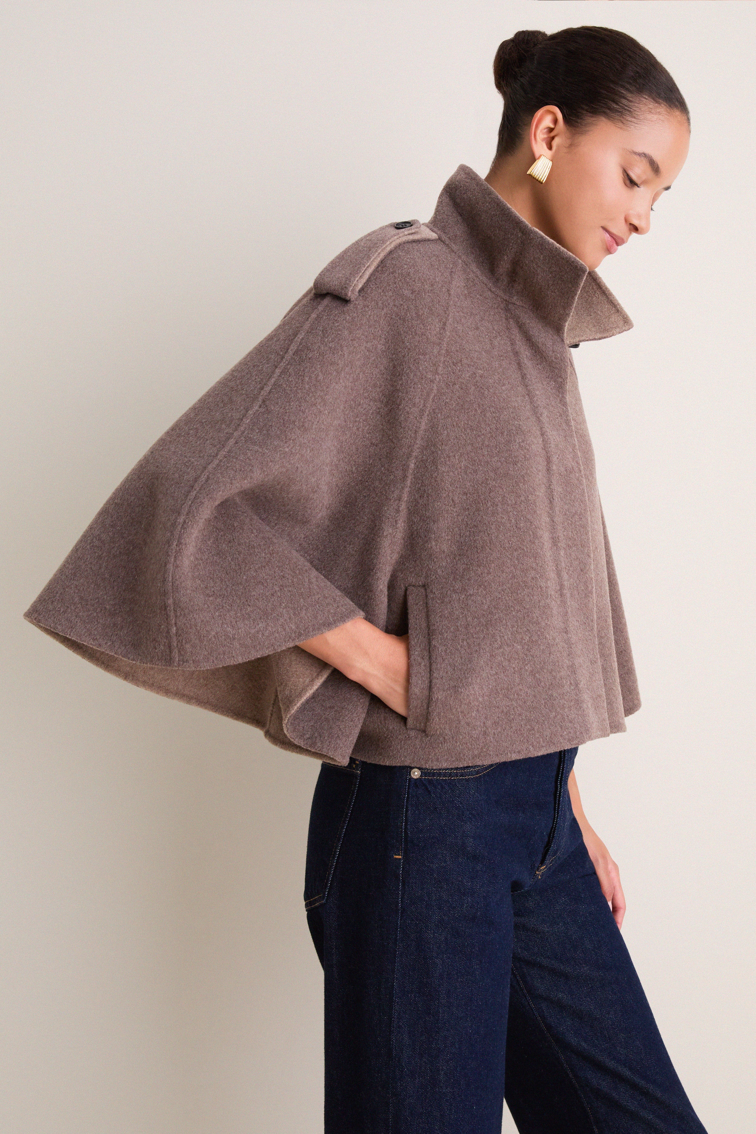 Mushroom Melange Yara Cape Jacket