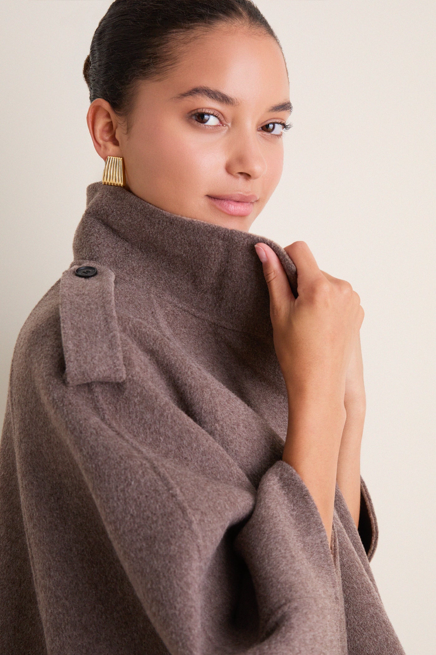 Mushroom Melange Yara Cape Jacket