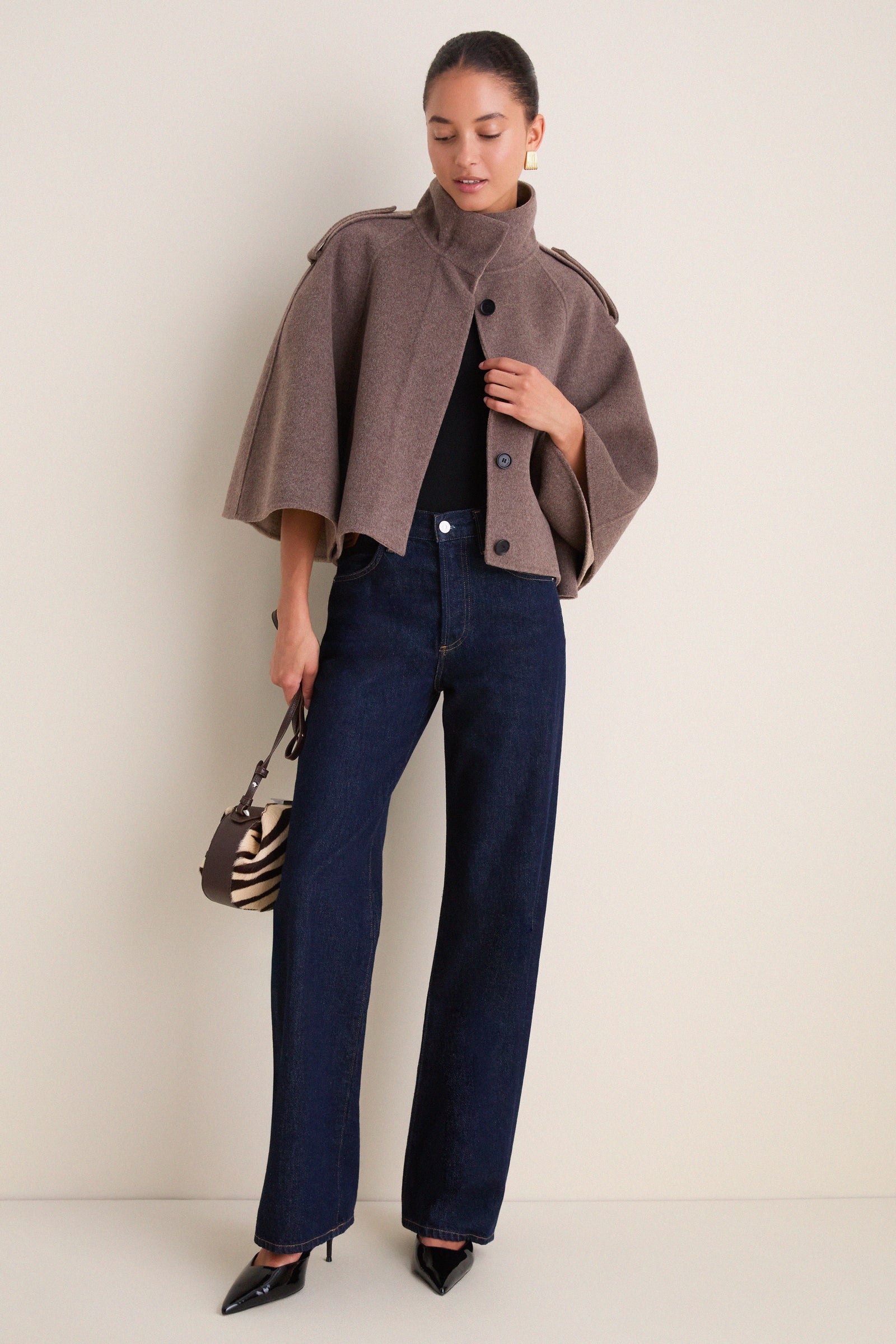 Mushroom Melange Yara Cape Jacket