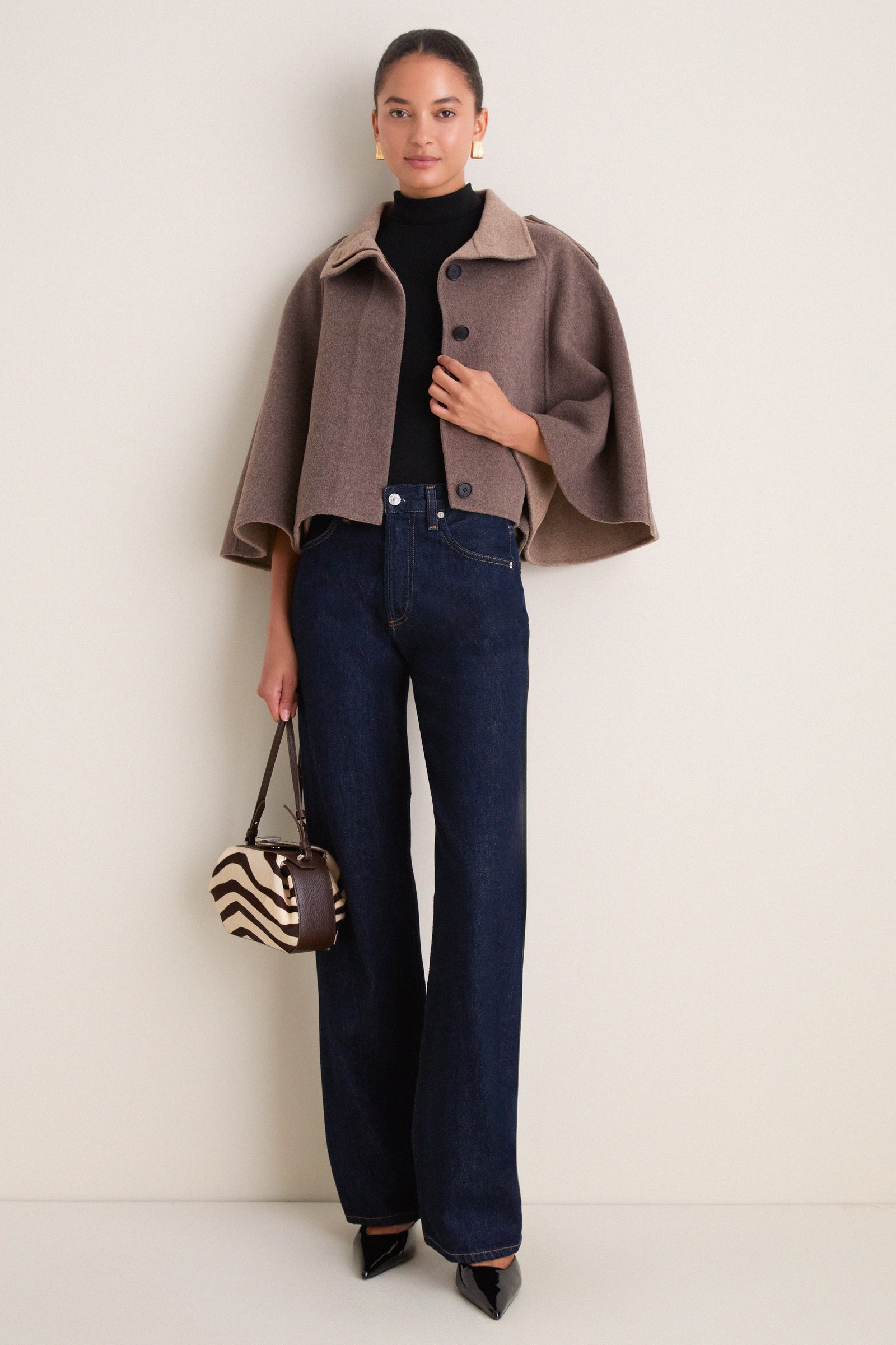 Mushroom Melange Yara Cape Jacket