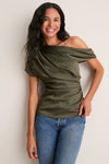 Dark Olive Phoebe Draped Top