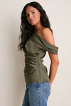 Dark Olive Phoebe Draped Top