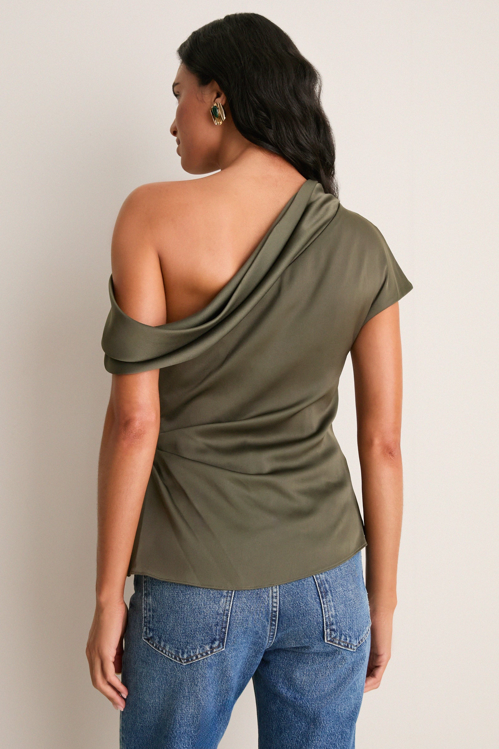 Dark Olive Phoebe Draped Top