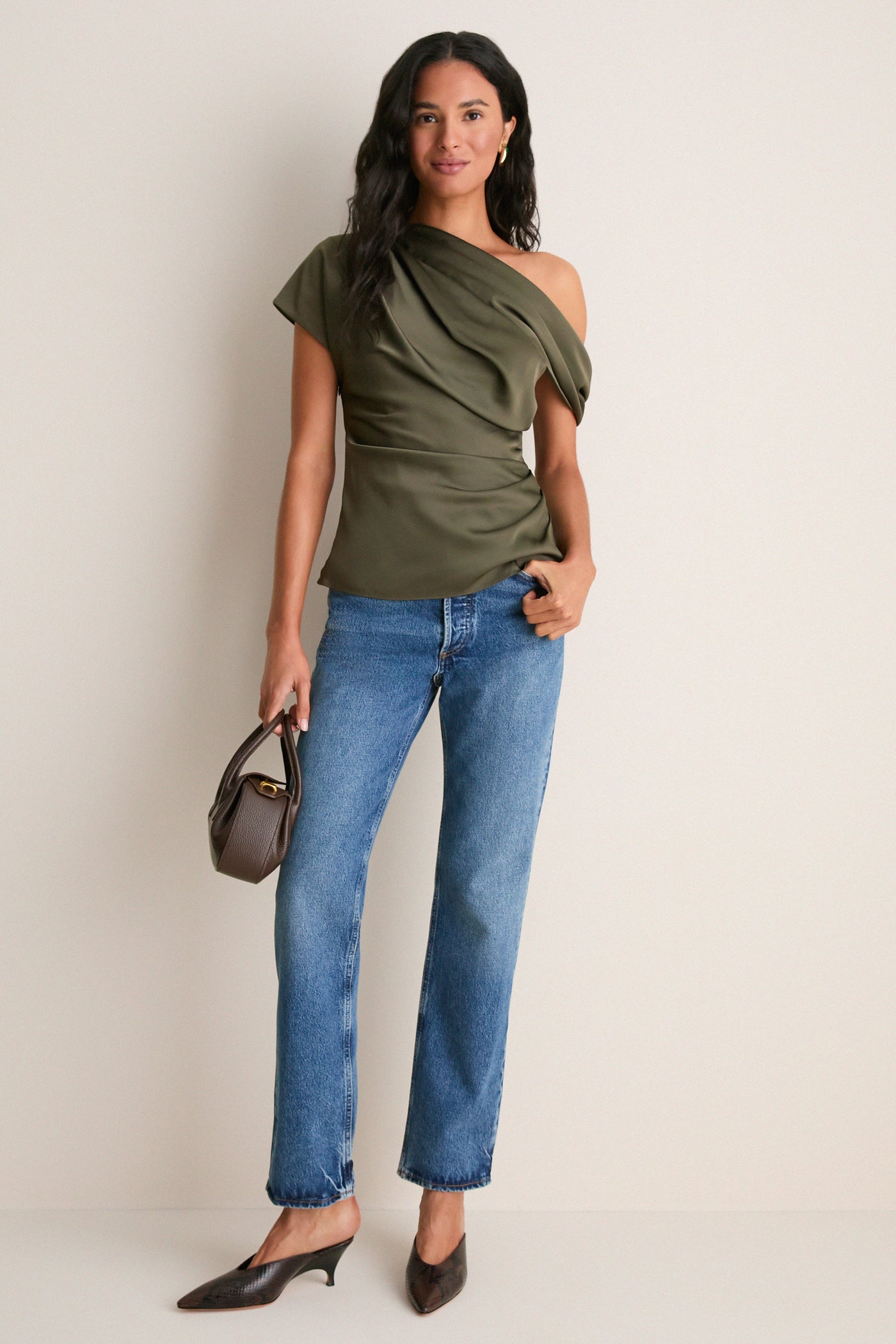 Dark Olive Phoebe Draped Top