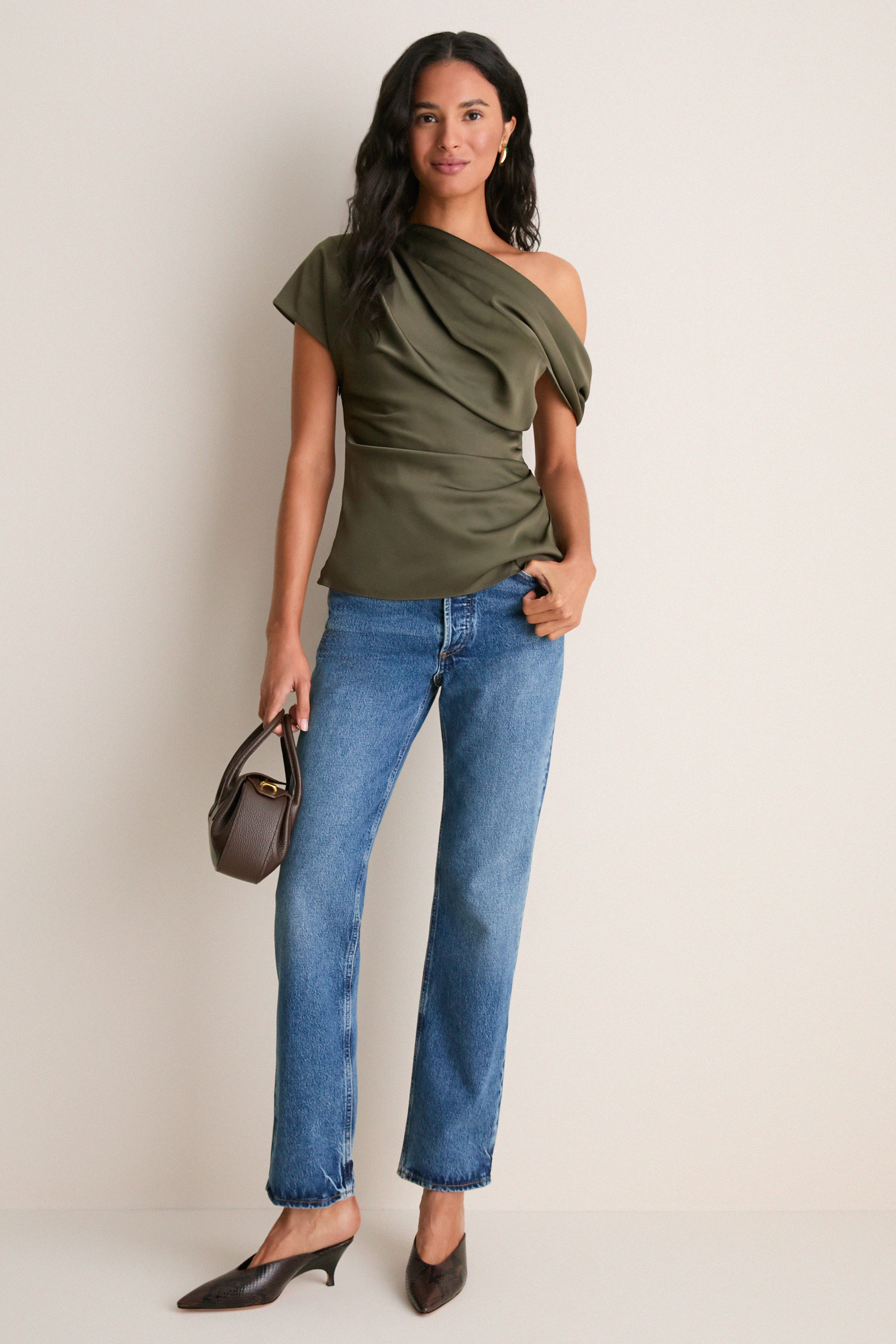 Dark Olive Phoebe Draped Top