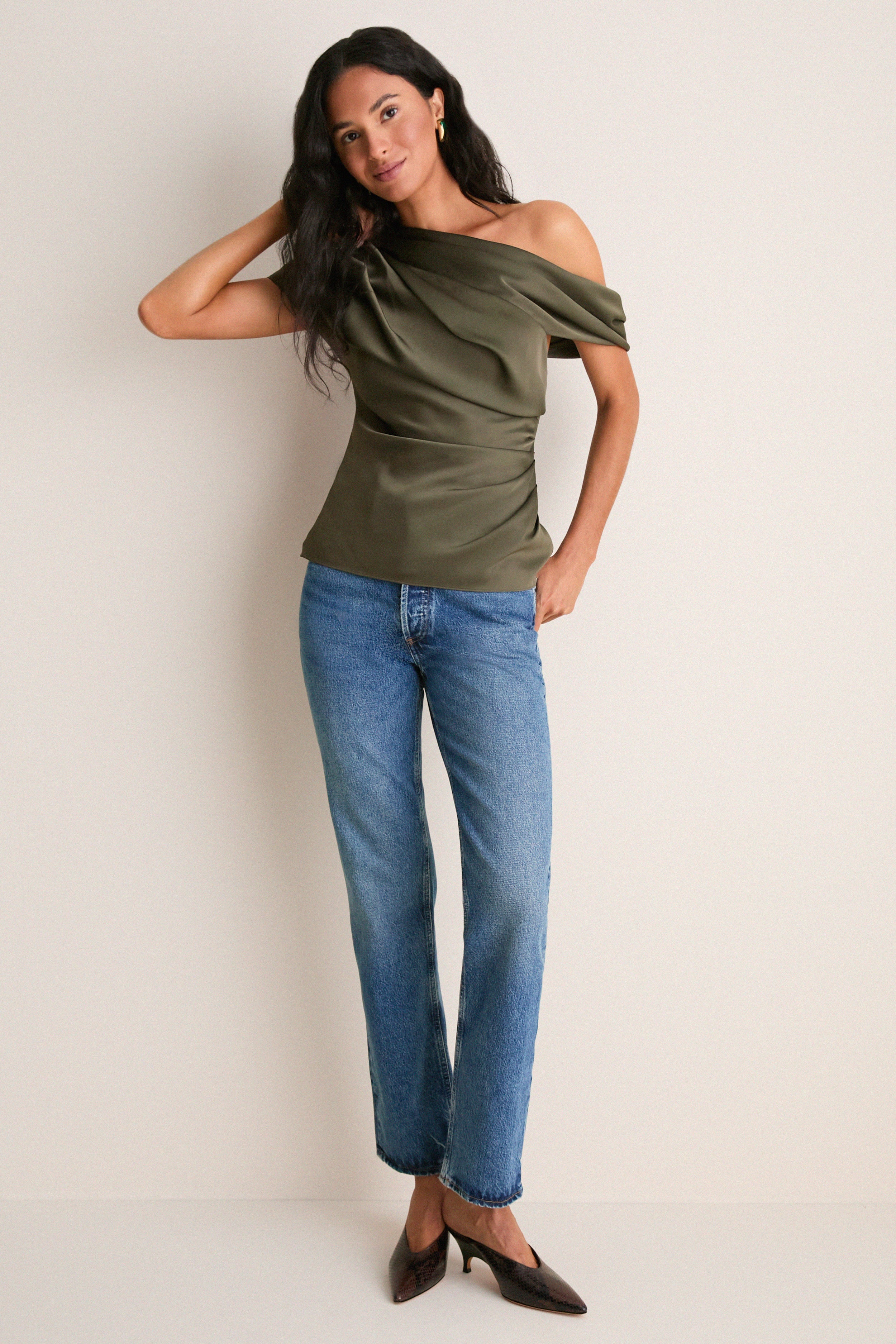 Dark Olive Phoebe Draped Top