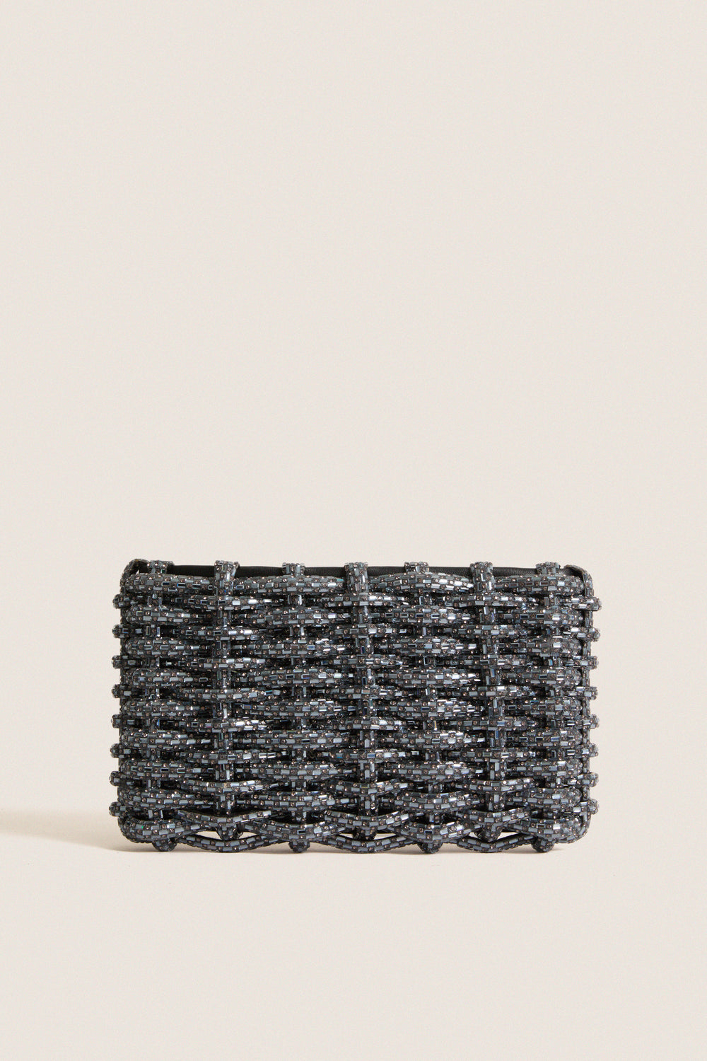 Black Gunmetal Woven Morgan Clutch