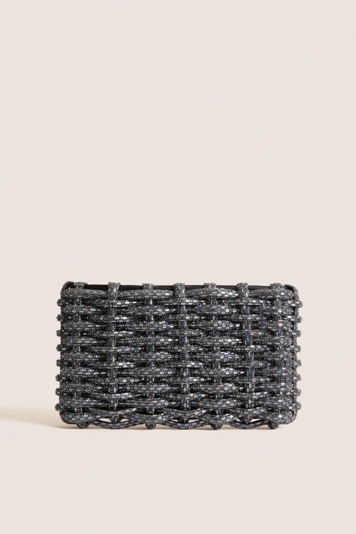 Black Gunmetal Woven Morgan Clutch