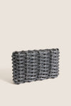 Black Gunmetal Woven Morgan Clutch