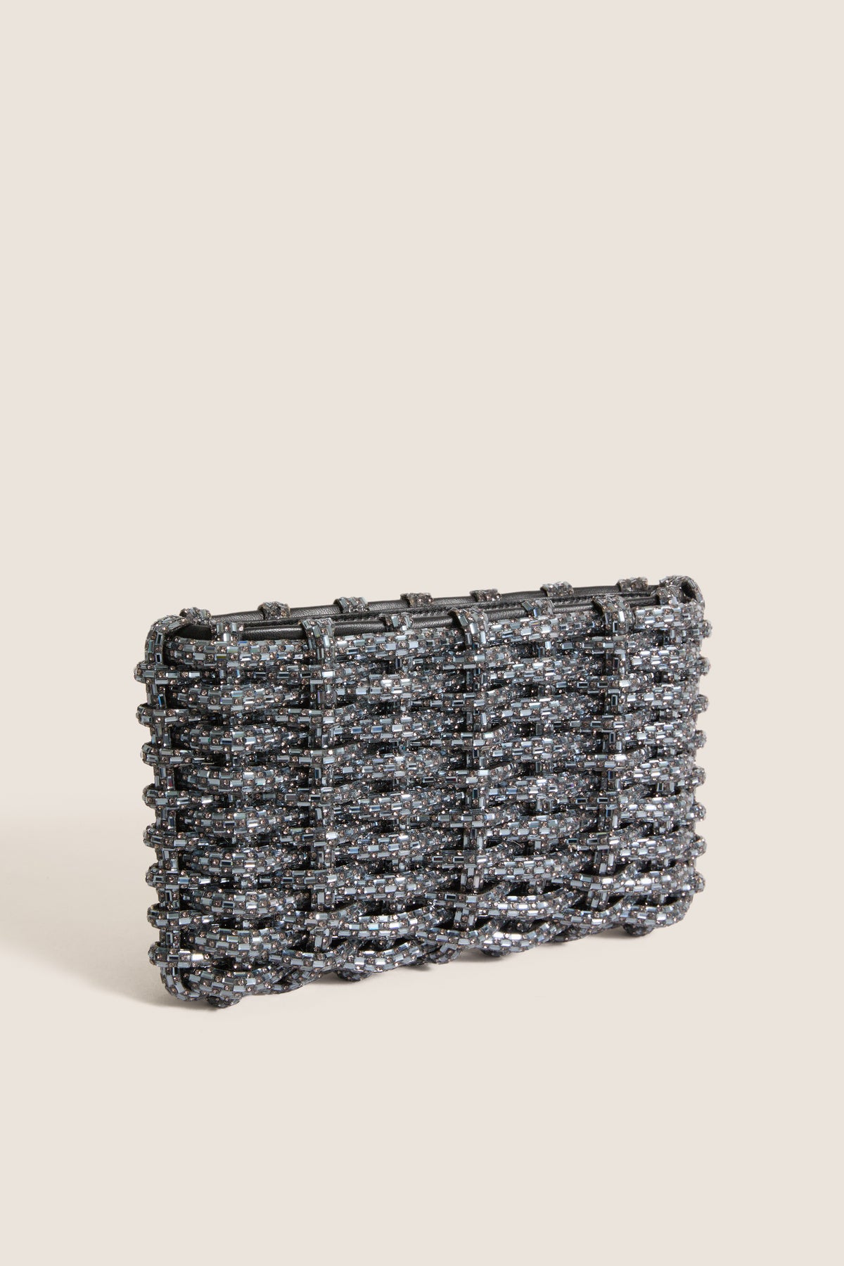 Black Gunmetal Woven Morgan Clutch