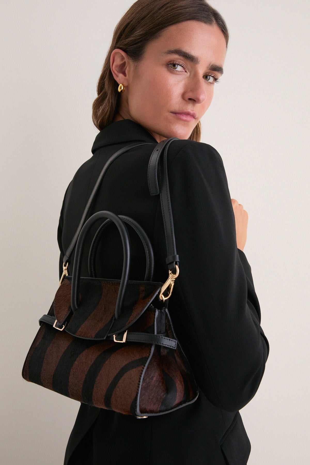 Cacao Multi River Small Top Handle Bag