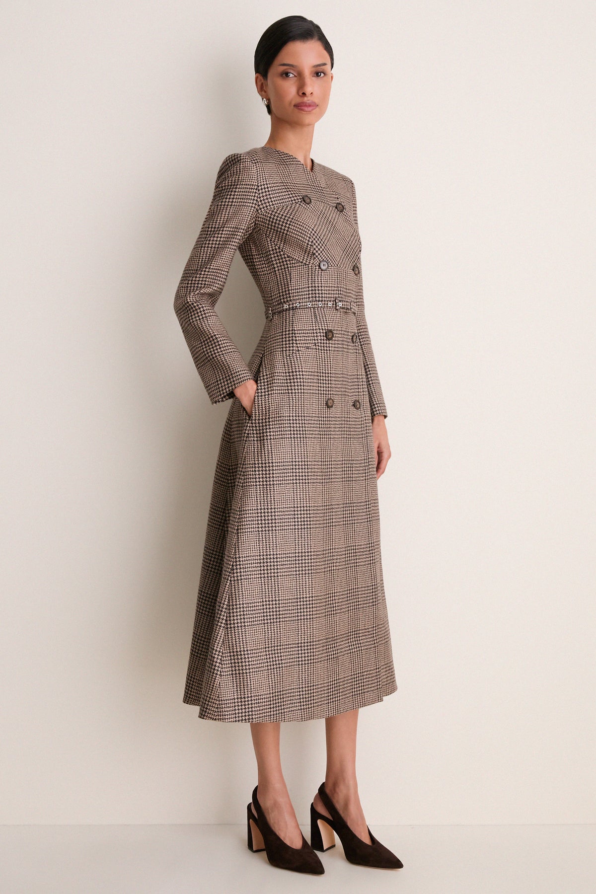Black and Camel Check Gilliane Dress