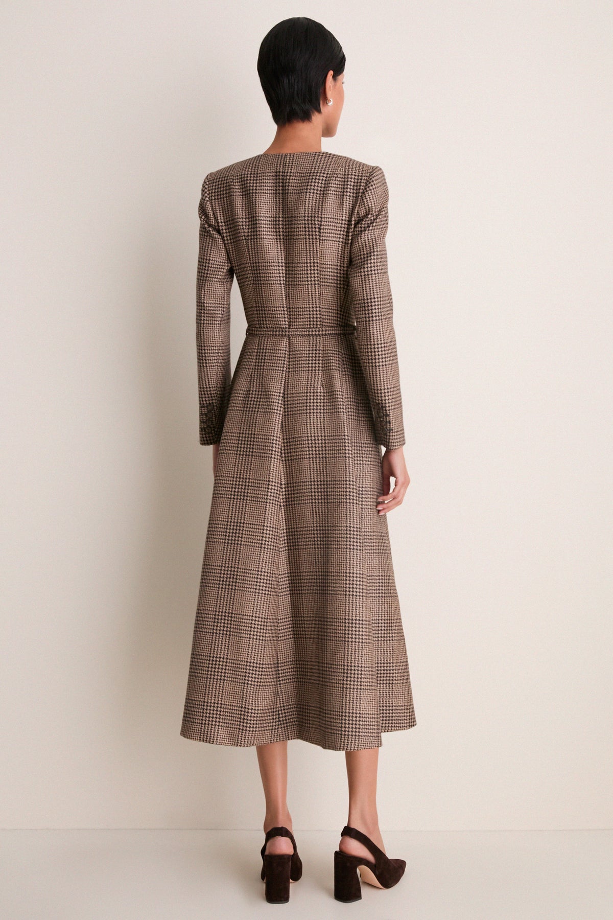Black and Camel Check Gilliane Dress