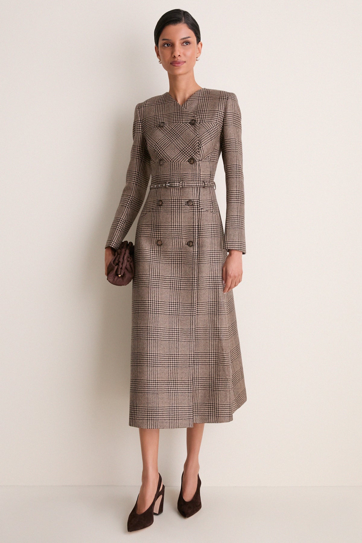 Black and Camel Check Gilliane Dress