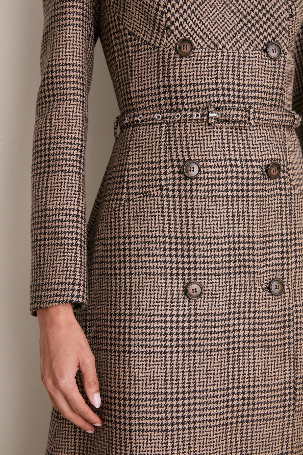 Black and Camel Check Gilliane Dress