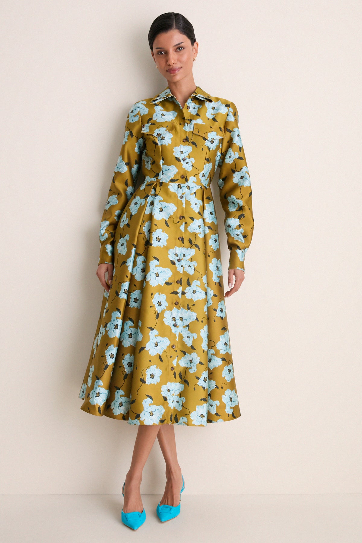 Mustard and Blue Breezy Poppy Celeste Dress