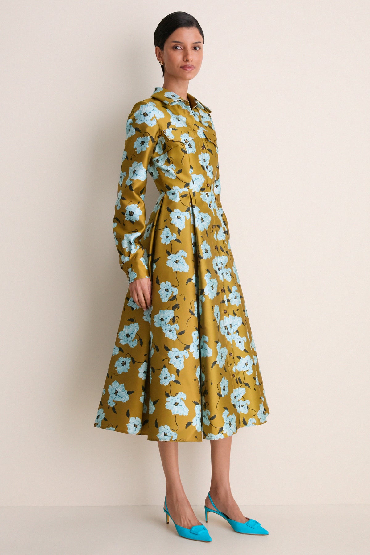 Mustard and Blue Breezy Poppy Celeste Dress