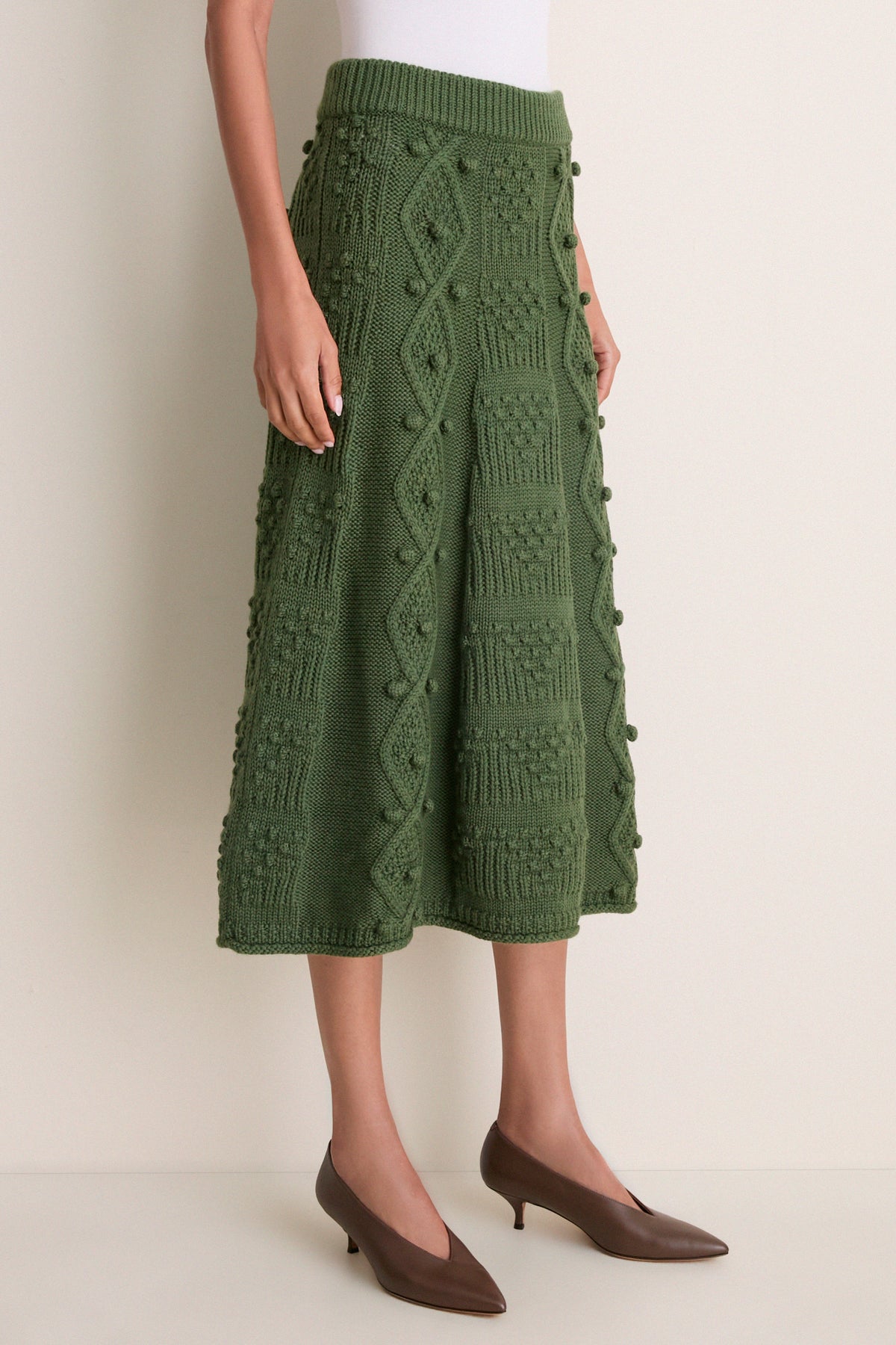 Forest Green Wool Koda Midi Skirt