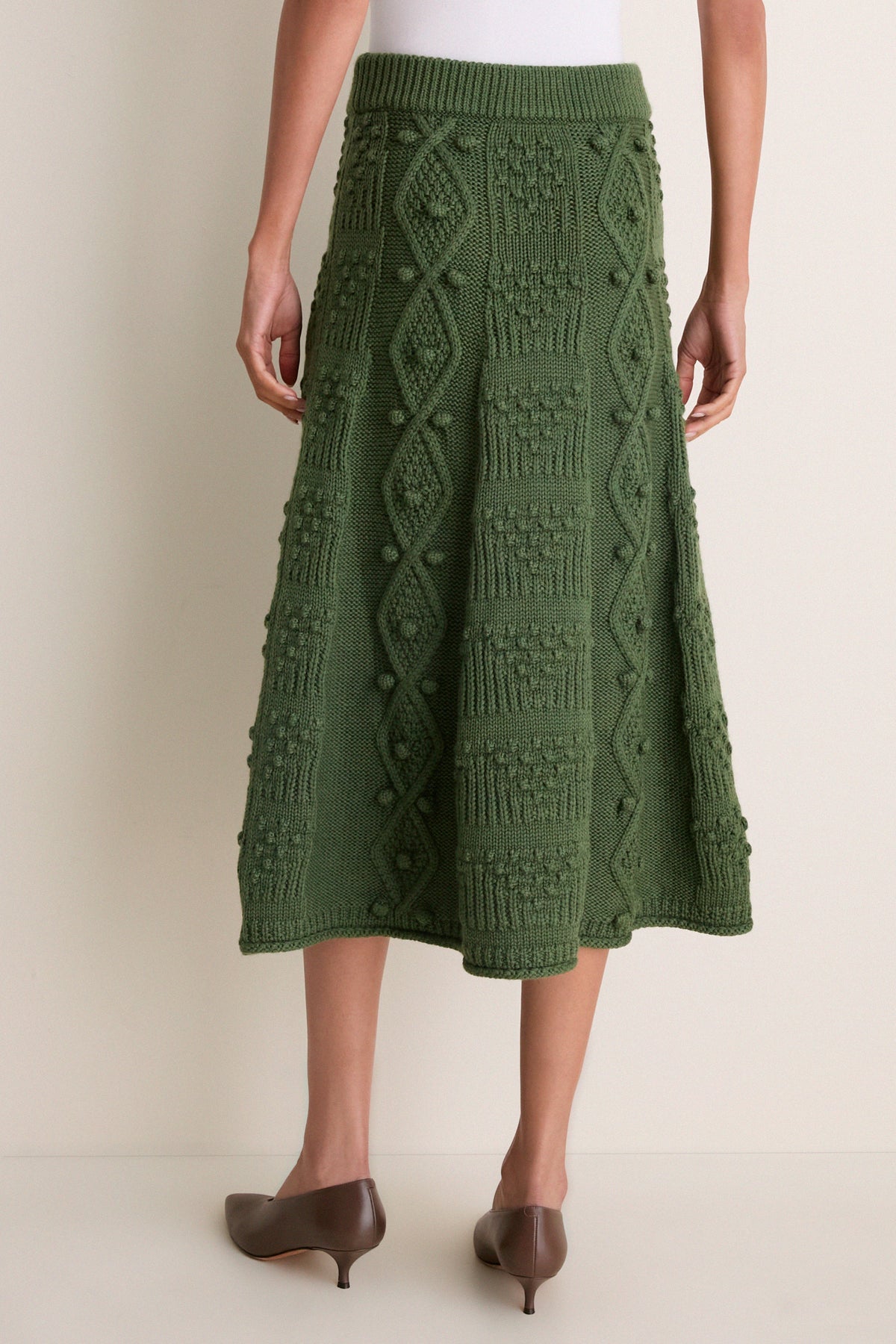 Forest Green Wool Koda Midi Skirt