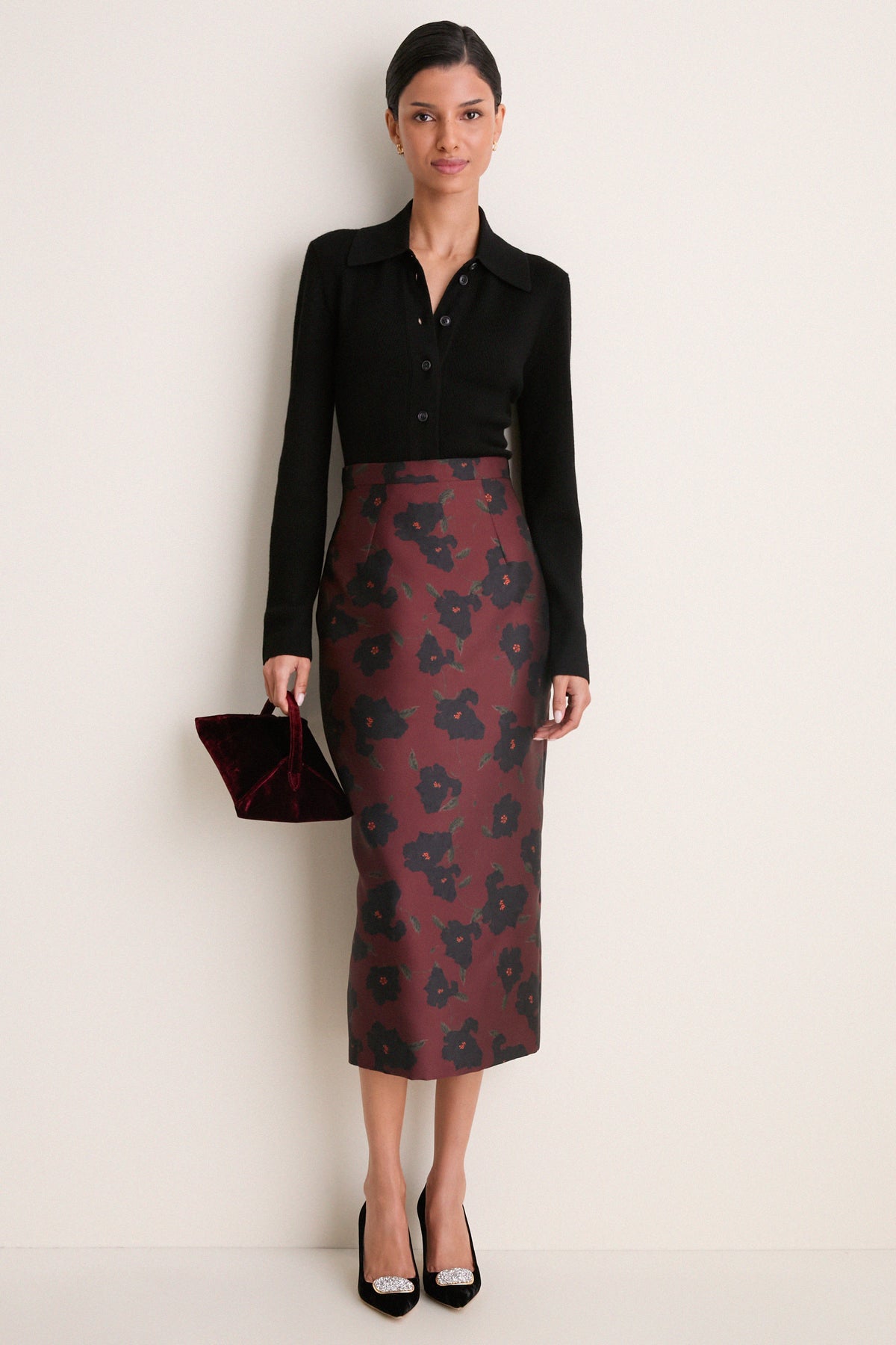 Red and Black Breezy Poppy Lorelei Skirt