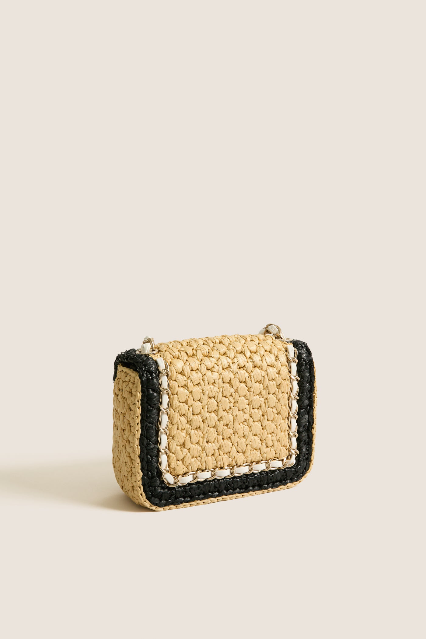 CHANEL Beige and Black Coco Mark Single Flap Chain Bag