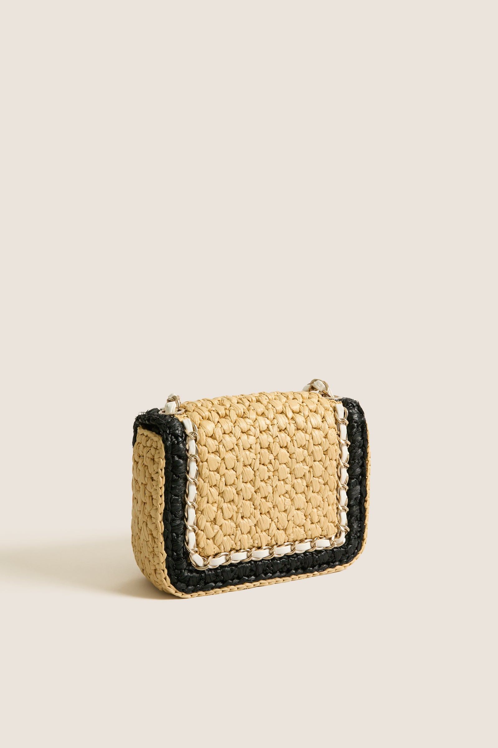 CHANEL Beige and Black Coco Mark Single Flap Chain Bag
