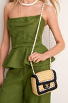 CHANEL Beige and Black Coco Mark Single Flap Chain Bag