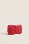 CHANEL Red Matelasse Chain Wallet